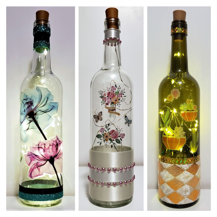 Floral bottle lights