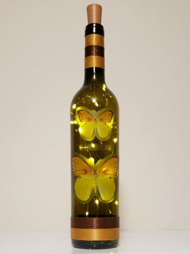 Bottle light with "You are awesome" between two yellow and orange butterflies.