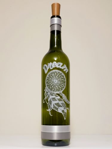 Bottle light with a dreamcatcher and the word "Dream".